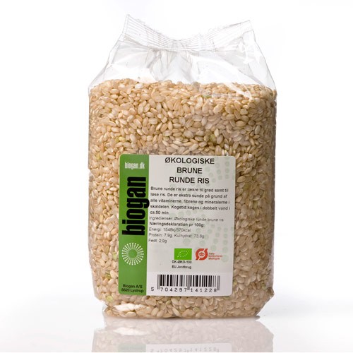 Brune ris runde Økologisk - 1 kg Biogan Økologisk Supermarked